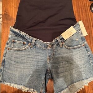 NWT Abercrombie & Fitch Blue Jean Shorts Distressed MATERNITY